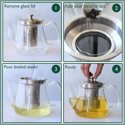 Vahdam Tea Radiance Glass Tea Pot With Infuser